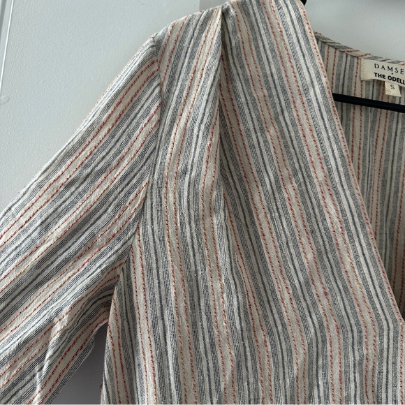 Damsel + The Odells Striped V-Neck Trapeze Flounce Dress Women’s Sz Small Spring - Picture 5 of 16